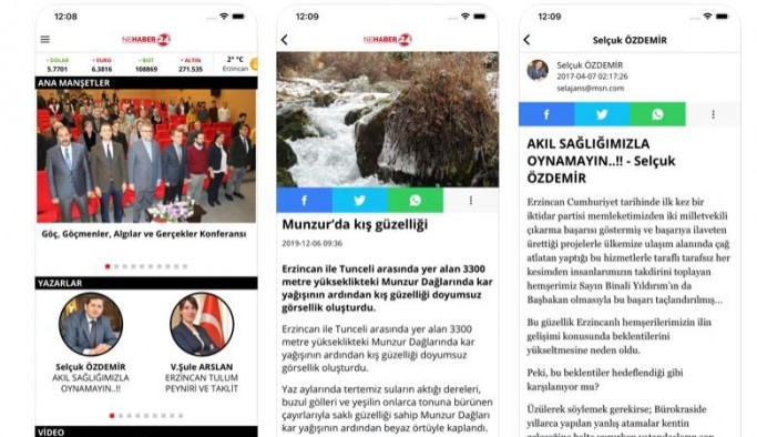 Erzincan’ın ilk mobil haber uygulaması Nehaber24 yayında