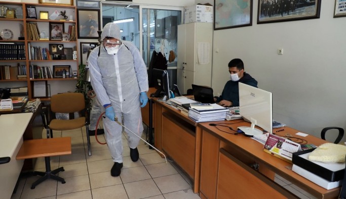 Muğla’daki gazete büroları dezenfekte edildi
