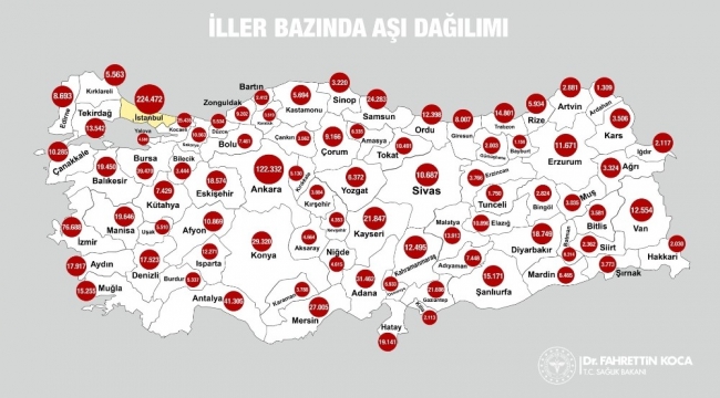 Sağlık Bakanı Koca: "Türkiye'de iller bazında aşı dağılımını görebilirsiniz"