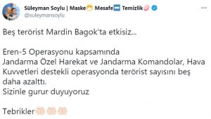 Bakan Soylu: "Eren-5 Operasyonu kapsamında..."