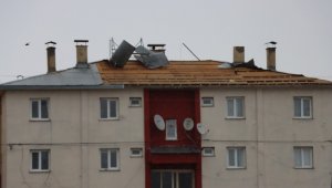Erzurum'da fırtına çatıları uçurdu
