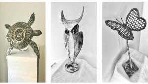 Hurda metaller, araba parçaları ve atık malzemeler sanat malzemesine dönüştürüyor