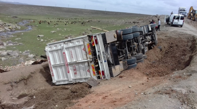 Virajı alamayan kamyonet yan yattı: 50 koyun telef oldu