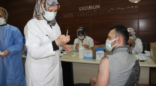 Erzurum OSM'de yerinde aşı uygulamasına başlandı