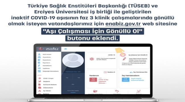 Sağlık Bakanlığı: "E-Nabız sistemi üzerinden yerli aşıya gönüllü olabilirsiniz"