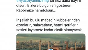 Cumhurbaşkanı Erdoğan'dan Ayasofya paylaşımı