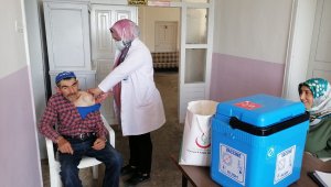 Oltu'da sağlık ekipleri köy köy dolaşarak aşılama yapıyor