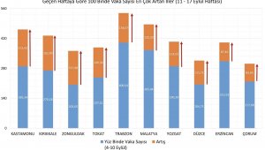 İllere göre her 100 bin kişide görülen Covid-19 vaka sayıları 