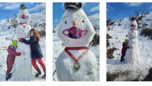 Kardan Adam bu kış da maskeli...