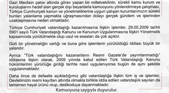 Nüfus Vatandaşlık İşleri Genel Müdürlüğü: "Tüm iş ve işlemler kayıt altındadır"