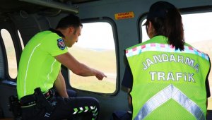 Bayramda helikopterli trafik denetimi