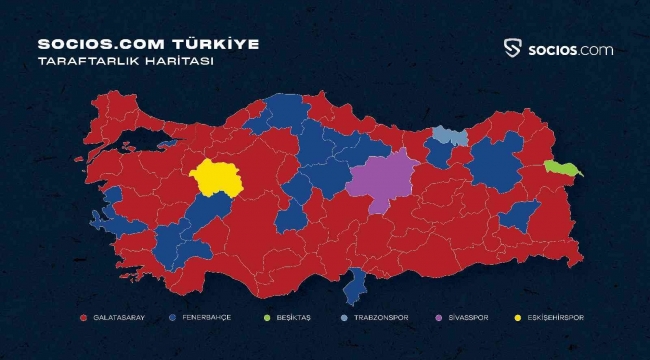 İşte Türkiye Taraftarlık Raporu: Galatasaray 60 ilde birinci