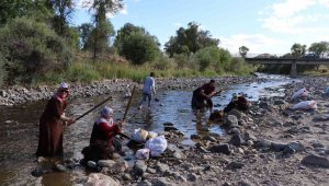 Oltu Çayı'nda yün faslı başladı