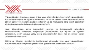 YÖK'ten vakıf yükseköğretim kurumlarına "eğitim ücreti" uyarısı