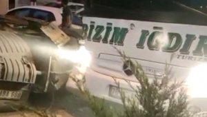 Horasan'da çekici ile yolcu otobüsü çarpıştı