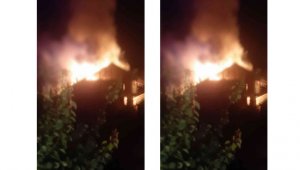 Erzurum'da bir ev alev alev yandı