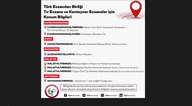 Türk Eczacılar Birliği Duyurdu