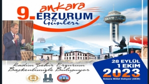 Ankara'daki "Erzurum Tanıtım Günleri" 28 Eylül-1 Ekim tarihleri arasında