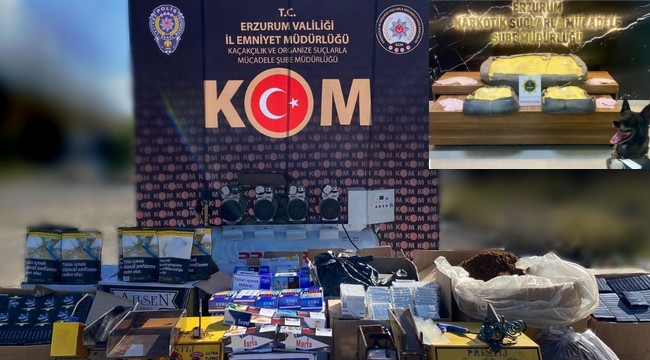 Erzurum'da uyuşturucu ve kaçak sigaraya bir darbe daha