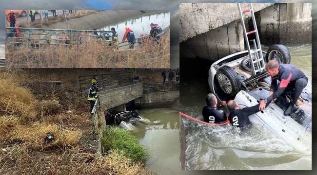 Üniversite kaydına gelen aile, otomobille su kanalına düştü