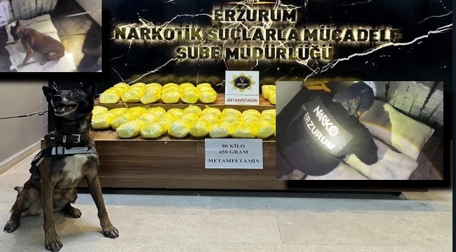 Erzurum'da 80 kilo metafetamin ele geçirildi