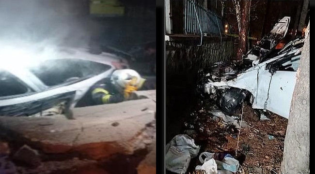 Erzurum'da otomobil hastane bahçesine düştü; 3 kişi hayatını kaybetti