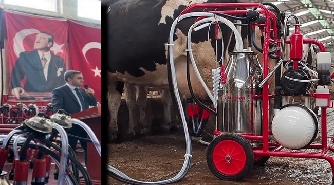 Karayazı'da üreticilere süt sağım makine desteği