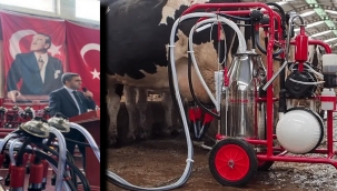Karayazı'da üreticilere süt sağım makine desteği