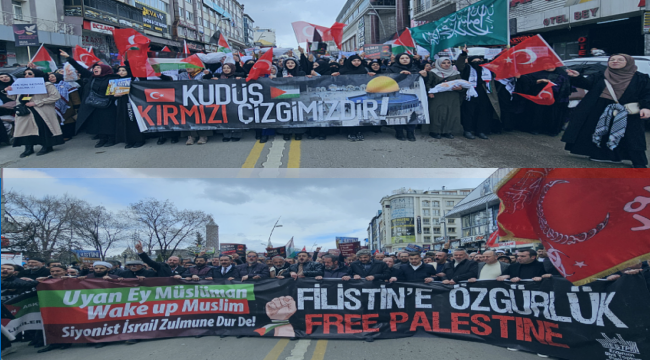 Erzurum'da Gazze'ye destek yürüyüşü