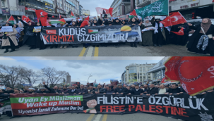 Erzurum'da Gazze'ye destek yürüyüşü