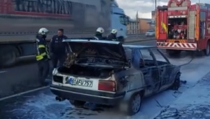 Erzurum'da LPG'li araç alev aldı