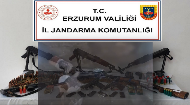 Erzurum Karayazı'da silah ve mermiler ele geçirildi