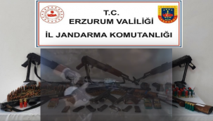 Erzurum Karayazı'da silah ve mermiler ele geçirildi