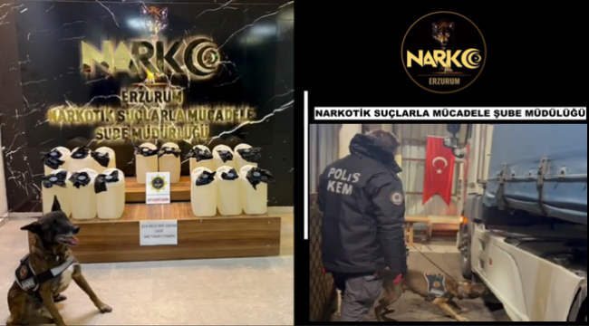 Erzurum'da rekor miktarda likit metafetamin