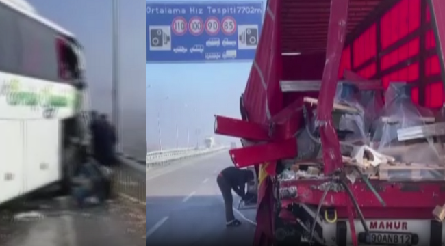 Pasinler'de otobüs tıra arkadan çarptı; 13 yaralı