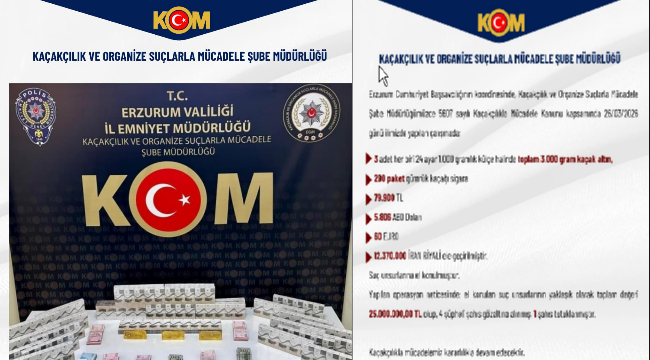 25 Milyon TL'lik vurgun Erzurum polisine takıldı