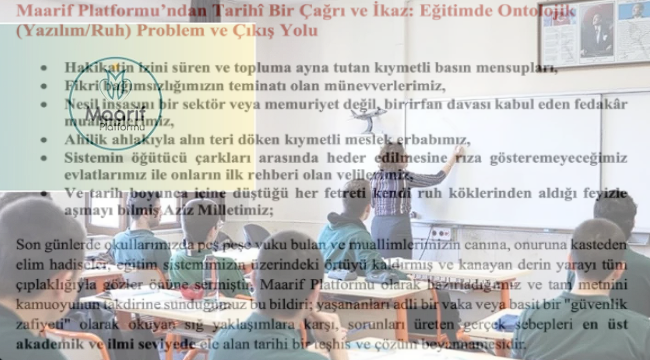 Maarif Platformu'ndan Birlik ve Diriliş Çağrısı