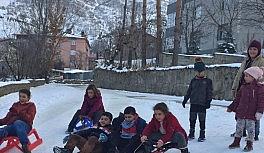 Bitlisli çocuklar karı eğlenceye dönüştürdü