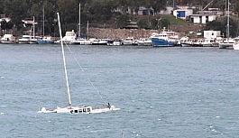 Bodrum'da çıkan fırtına milyonluk tekneyi alabora etti