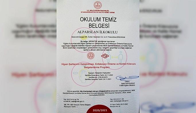 Erzurum'da 504 Okul "Okulum Temiz" belgesi aldı