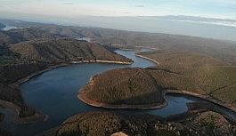 (Özel) İstanbul'da kuraklıkta doluluk oranı en yüksek olan Darlık Barajı havadan görüntülendi