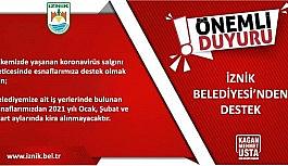 İznik Belediyesi 3 ay kira almayacak
